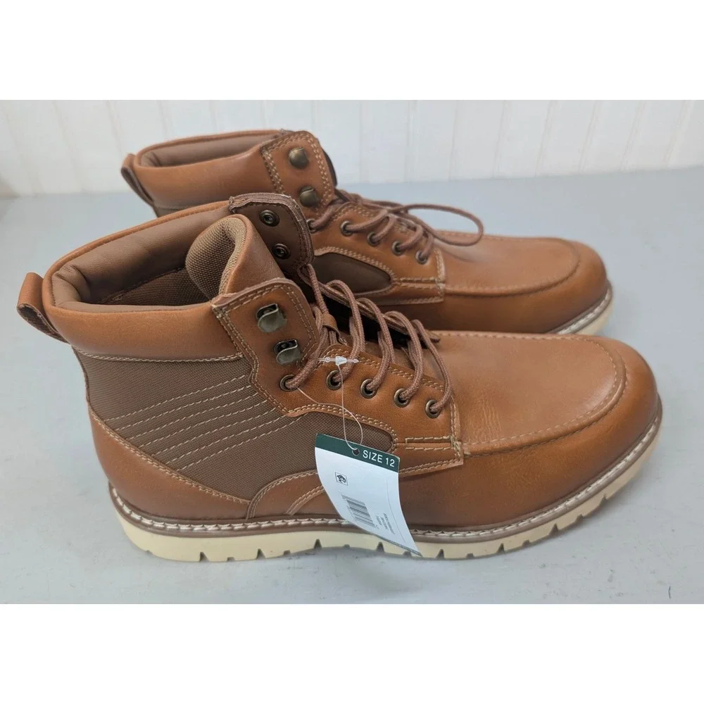 Steve Madden P-Bleekr Chukka Boots Cognac Brown Moc Toe Men's 12 Lace Up NEW